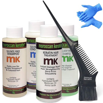 Most Effective Brazilian Keratin Hair Blowout Straightening Smoothing Hair Treatment Instant Professional Results Salon Formula Complete Kit 120Ml X4 And Application Tool