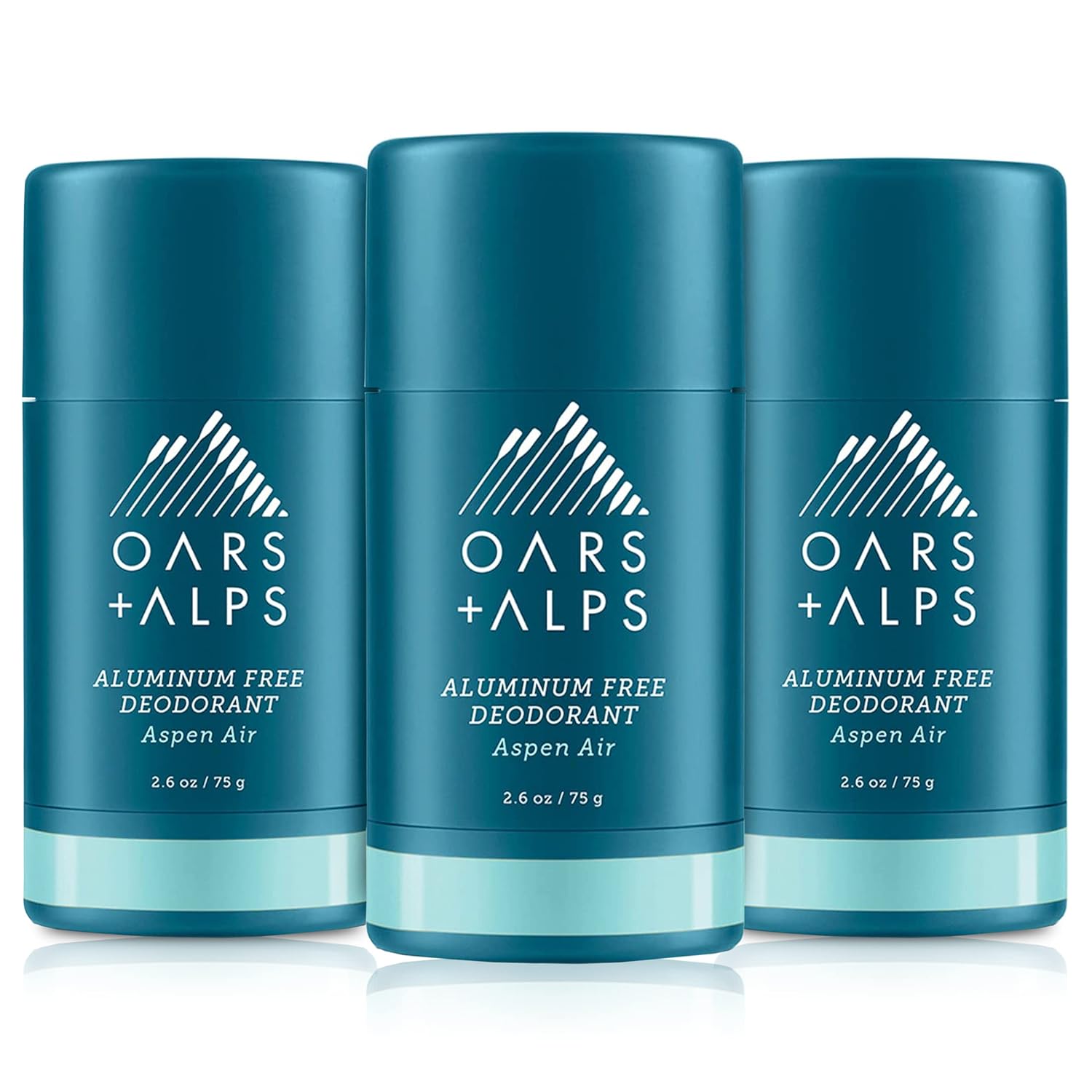 Oars + Alps Aluminum Free Deodorant for Men and Women, Dermatologist Tested and Made with Clean Ingredients, Travel Size, Aspen Air, 3 Pack, 2.6 Oz Each