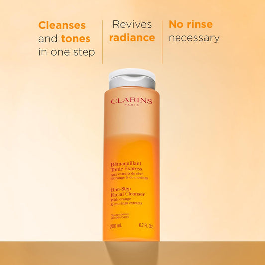 Clarins One-Step Facial Cleanser With Orange Extract 200Ml | Bi-Phase Makeup Remover & Cleanser | Removes Impurities & Boosts Radiance