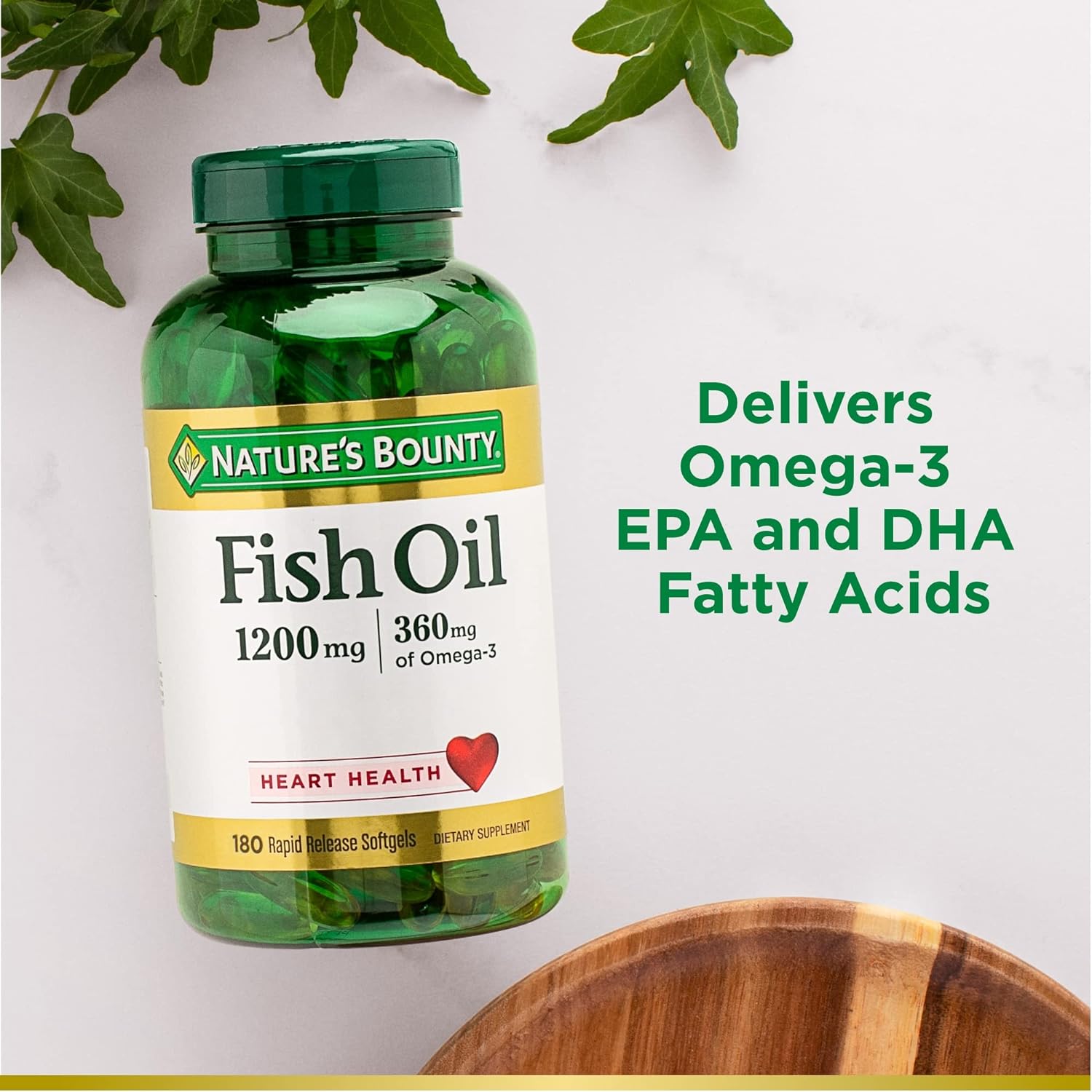 Nature's Bounty Fish Oil 1200 mg, Twin Pack, Supports Heart Health Wit