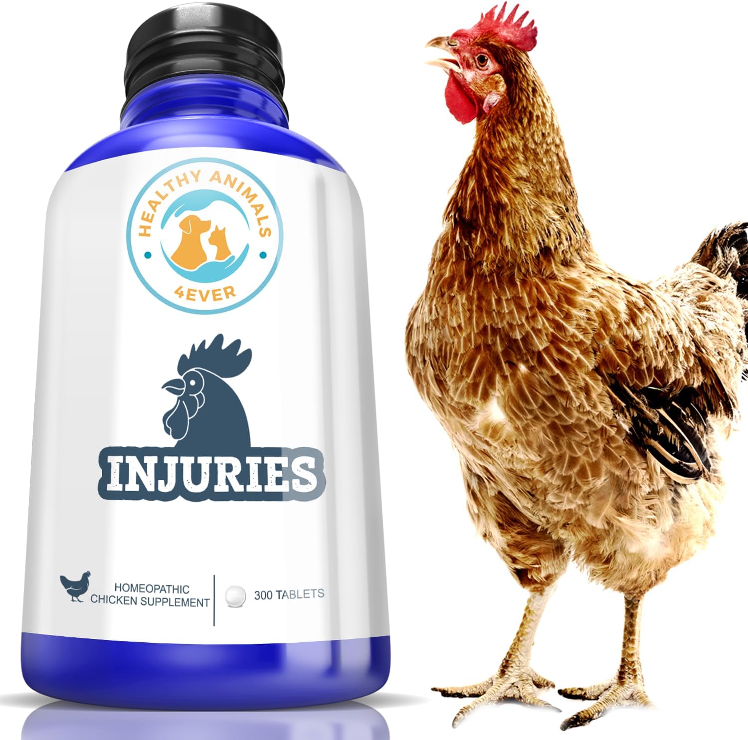 All-Natural Chicken Injury Supplement - Natural Support for Accidents and Injuries - Homeopathic & Highly Effective - 300 Chicken Vitamin Tablets