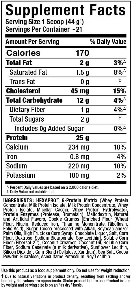 ALLMAX HEXAPRO, Cookies & Cream - 2 lb - 25 Grams of Protein Per Serving - 8-Hour Sustained Release - Zero Sugar - 21 Servings : Health & Household