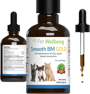 Pet Wellbeing Smooth Bm Gold For Cats - Gentle Constipation Relief For Felines - Natural Herbal Supplement 2 Oz (59 Ml)