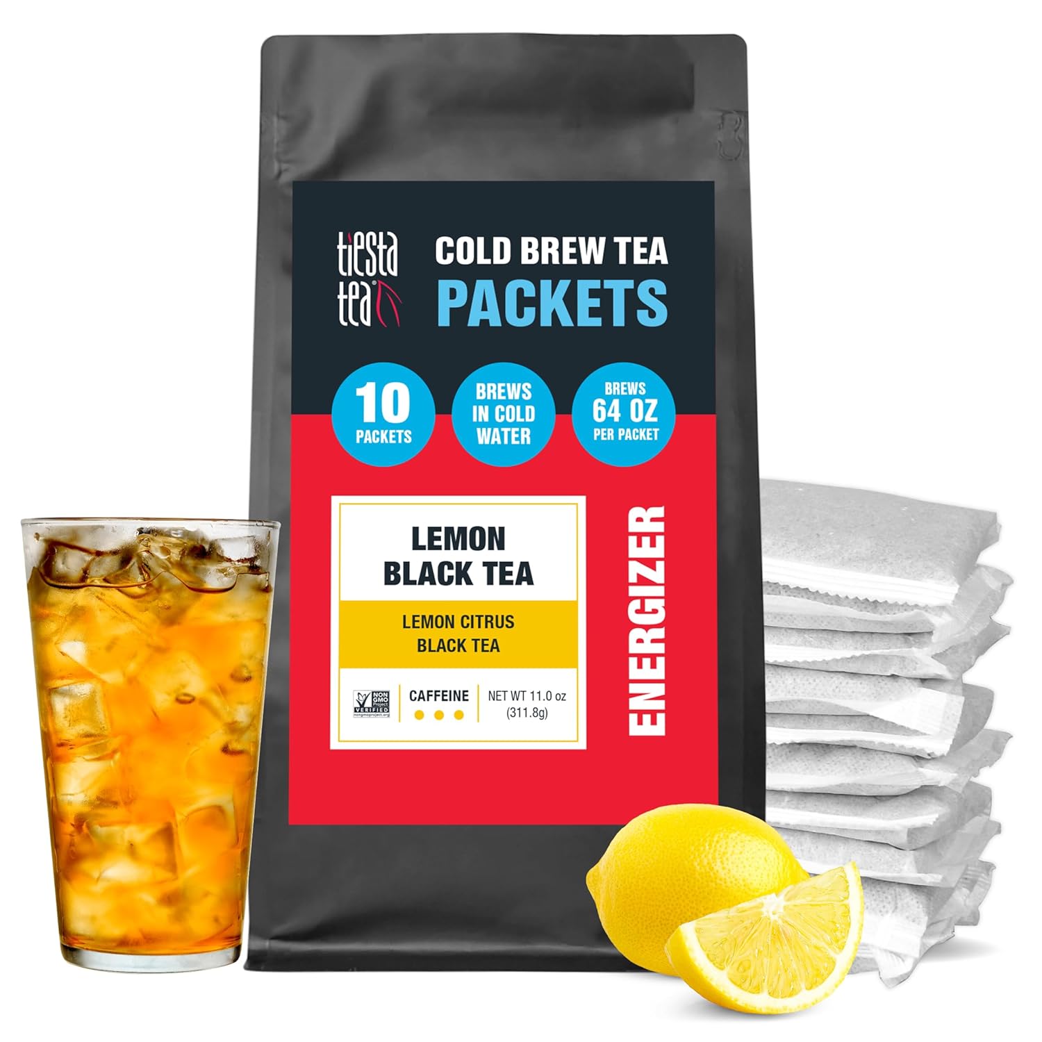 Tiesta Tea - Lemon Black Cold Brew Tea | Lemon Citrus Black Tea | Premium Loose Leaf Iced Tea Blends | High Caffeinated Iced Tea | 10 Cold Brew Tea Bags - Brews 1 64Oz Pitcher Each