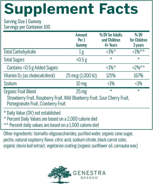 Genestra Brands Vitamin D Gummies | Support For Musculoskeletal, Cardiovascular, Neurocognitive, Cellular, And Immune Health* | 100 Gummies | Natural Raspberry Flavor