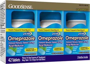 Goodsense Omeprazole Delayed Release Coated Tablets 20 Mg, Cool Mint, Treats Frequent Heartburn, Acid Reducer, Heartburn Medicine, 42 Count