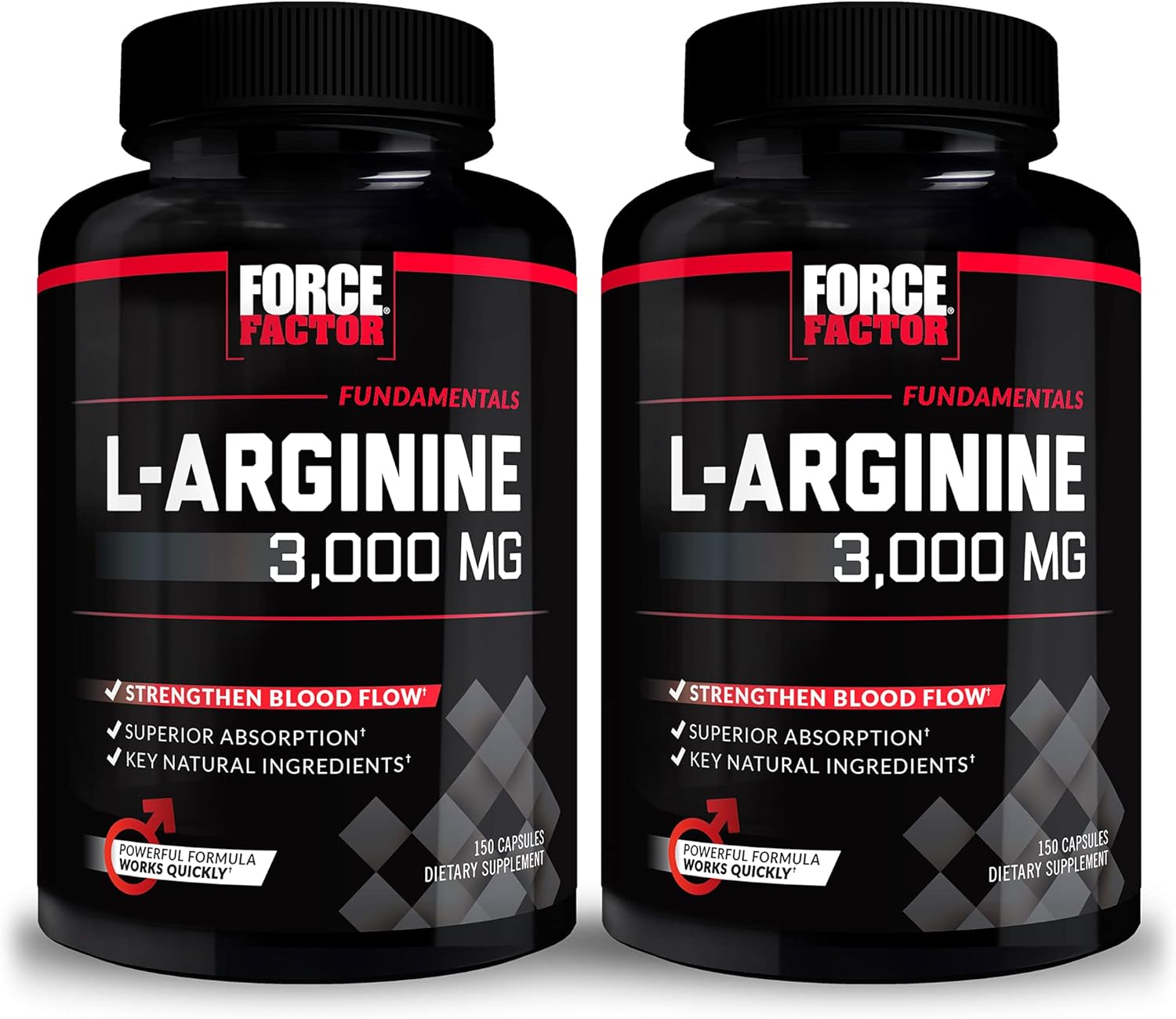 Force Factor L-Arginine, Nitric Oxide Supplement with BioPerine to Help Build Muscle & Support Stronger Blood Flow, Circulation, Nutrient Delivery, & Pumps, L-Arginine 3000mg, 150 Count (Pack of 2)