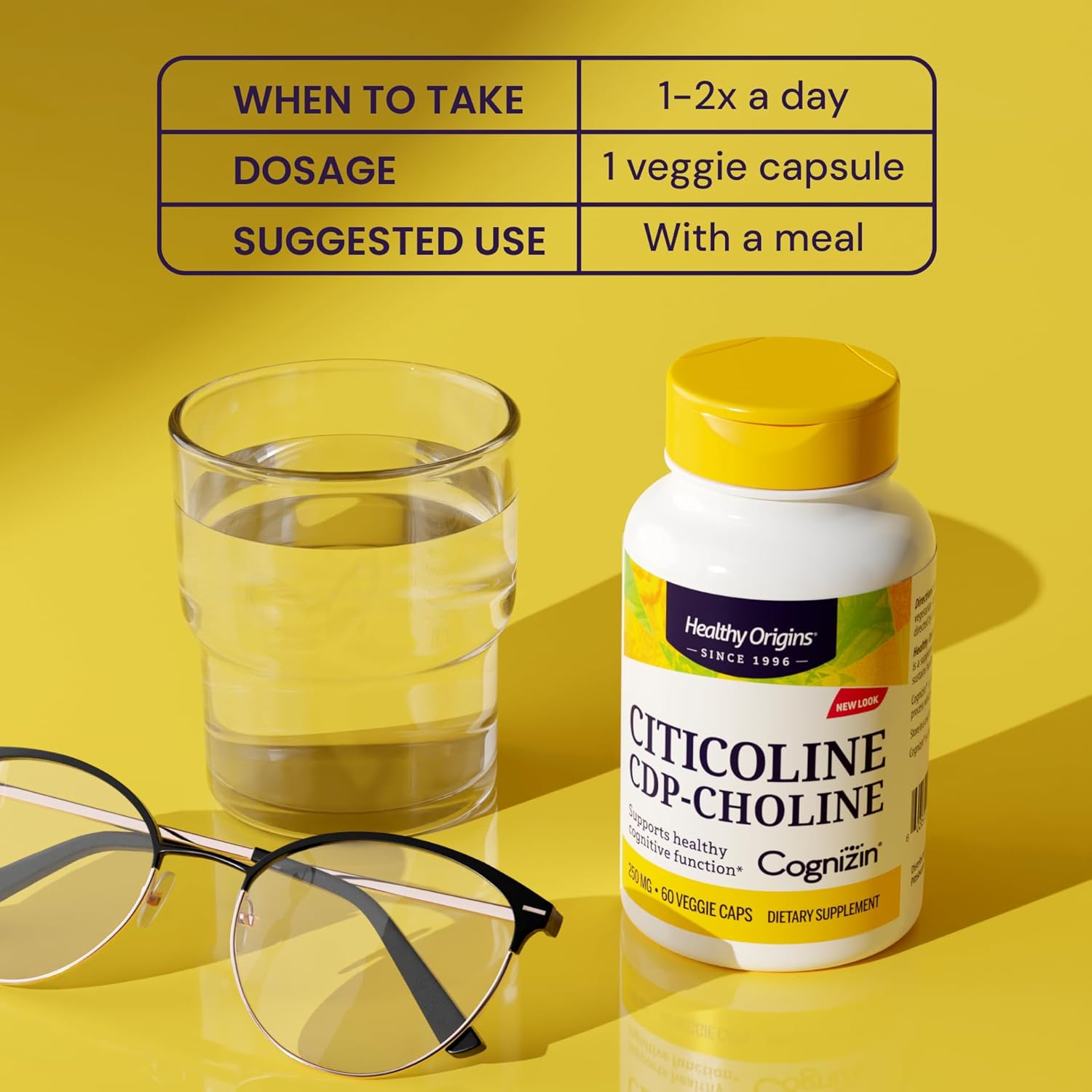 Healthy Origins Cognizin (Citicoline), 250 Mg - Brain Supplement For Memory With Citicoline Cdp Choline - Non-Gmo, Vegan & Gluten-Free Supplement - 60 Veggie Capsules : Health & Household