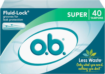 o.b. Tampons | Non-Applicator Tampon, Unscented | Super Tampon, 40ct