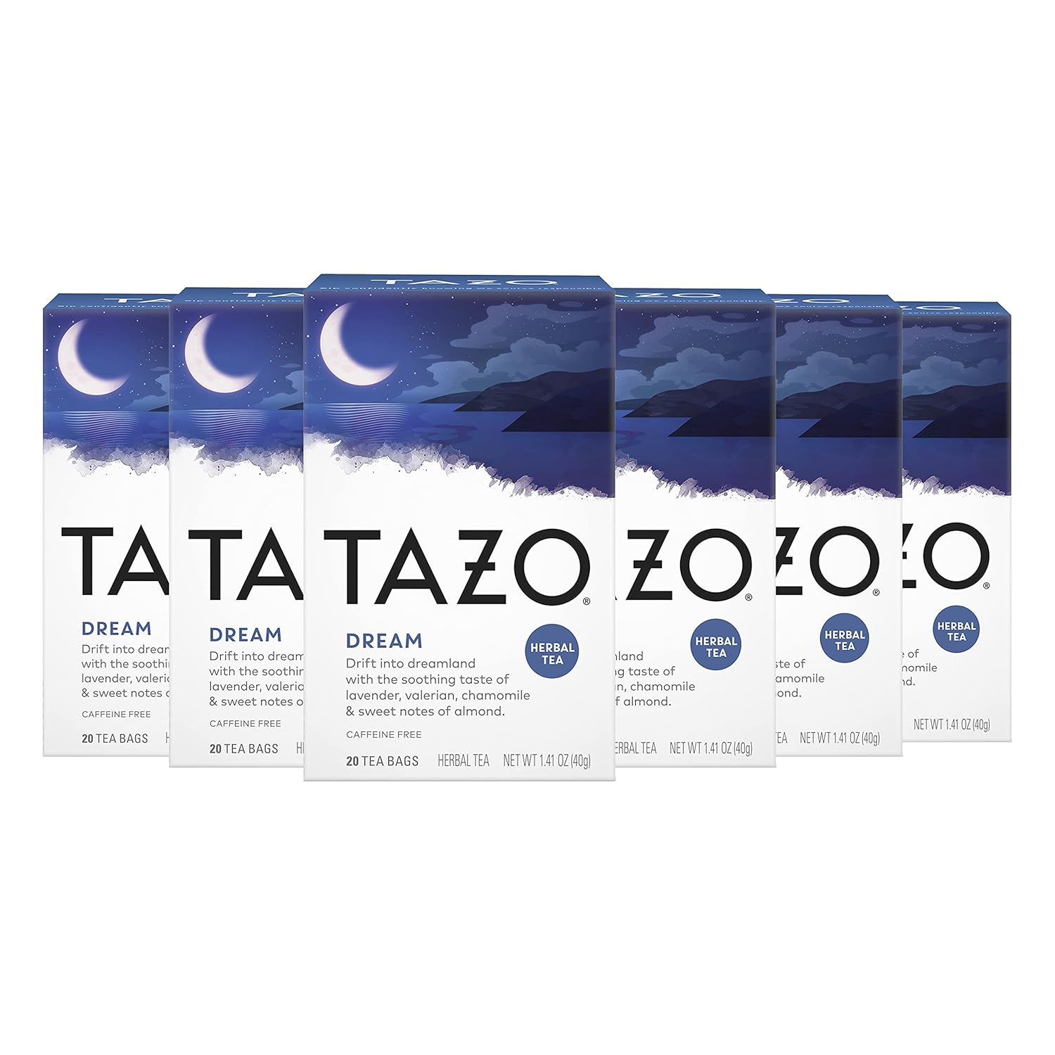 Tazo Herbal Tea Bags Soothing Hot Tea Dream Caffeine Free, 20 Count (Pack Of 6)