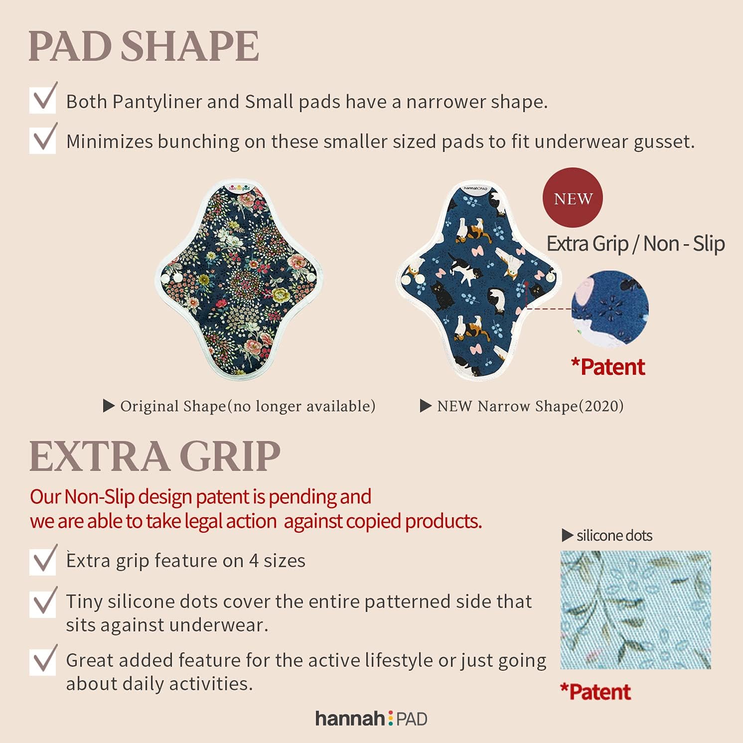 hannahPAD Organic Reusable Washable Sanitary Cloth Pads (3 Pantyliners, Edelweiss Blue) : Health & Household