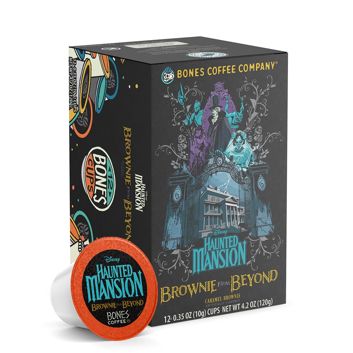 Bones Coffee Company Flavored Coffee Bones Cups Brownie From Beyond Flavored Pods | 12ct Single-Serve Coffee Pods Inspired by Disney's Haunted Mansion