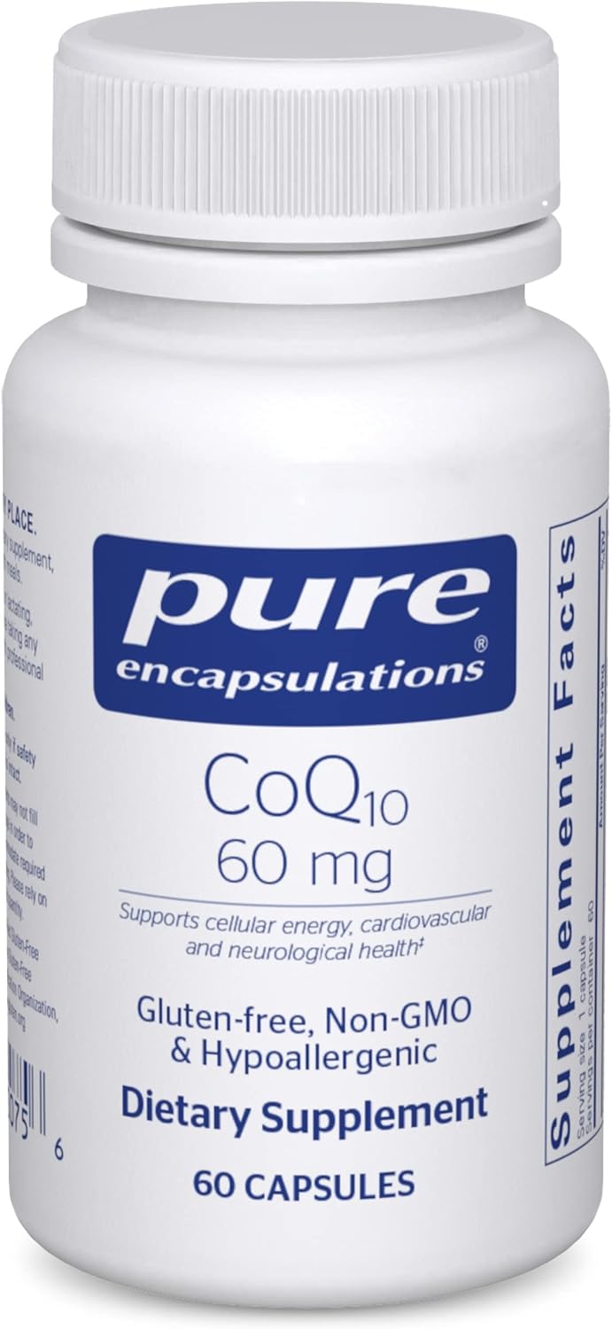 Pure Encapsulations Coq10 60 Mg | Coenzyme Q10 Supplement For Energy, Antioxidants, Brain And Cellular Health, Cognition, And Cardiovascular Support* | 60 Capsules