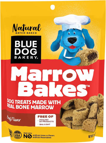 Blue Dog Bakery Natural Dog Treats, Marrow Bakes, Real Bone Marrow, Beef Flavor, 12Oz, 6 Count