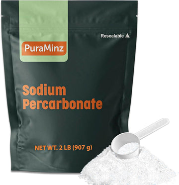 Sodium Percarbonate (2lbs) -Premium Oxygen Bleach/Solid Hydrogen Peroxide. Color-Safe Stain & Grime Remover, Multi-Use Cleaner for Home & Laundry- Resealable Metalized packaging with measuring scoop