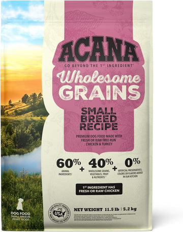 ACANA Wholesome Grains Dry Dog Food, Small Breed Recipe, Chicken and Turkey Dog Food, 11.5lb