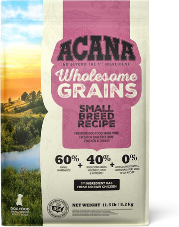 Acana Wholesome Grains Dry Dog Food, Small Breed Recipe, Chicken And Turkey Dog Food, 11.5Lb