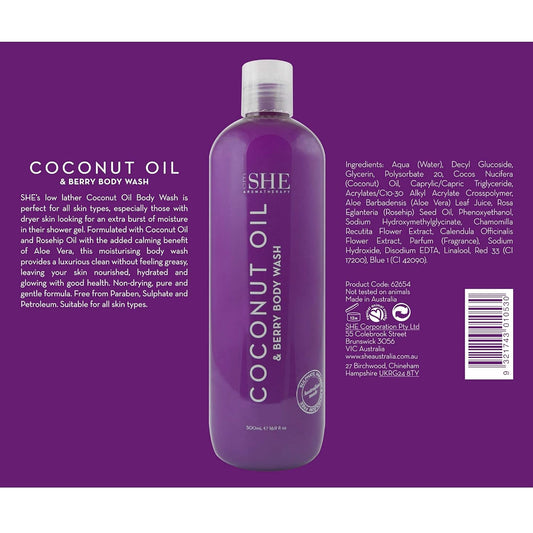 Om She Aromatherapy Coconut Oil & Berry Shower Gel : Beauty & Personal Care