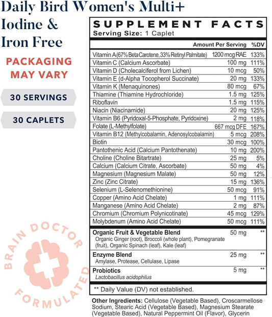 Best Nest Wellness Women'S Multivitamin With B12, Iodine & Iron Free Organic Blend, Vegan, Once Daily Methylated Vitamins, 50 Women Multivitamin, 30Ct