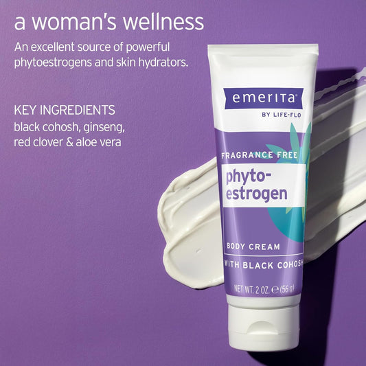 Emerita By Life-Flo Phyto Estrogen Cream For Women 2Oz And Life-Flo Cooling Mist 3.4Oz - Phytoestrogen Cream Supports A Healthy Balance While Refreshing Body Mist Cools Hot Flashes - 60-Day Guarantee