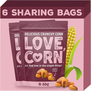 Love Corn Bbq Crunchy Corn Snack 115G X 6 Bags – Healthy Snacks Ideal For Gluten Free & Vegan Diets – Low Sugar Alternative For Crisps, Mixed Nuts & Pretzels – Perfect To Graze On