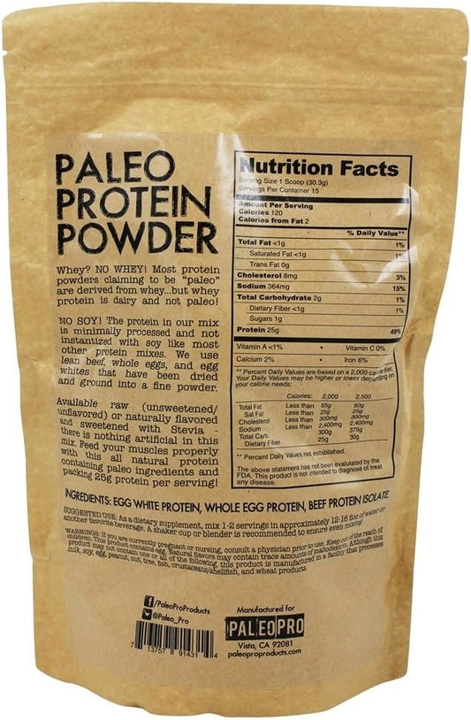 PaleoPro Protein Powder (Plain Naked 1lb.) Grass-Fed, Pastured, Cage-F