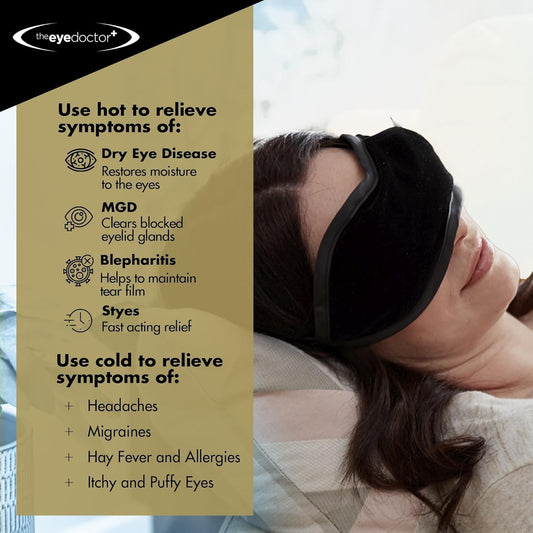 The Eye Doctor Premium Treatment Bundle - Reusable Hot Cold Eye Compress & 20X Single Use Biodegradable Eyelid Wipes For Dry Eye, Blepharitis & Mgd - Microwave Safe Mask
