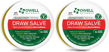 OWELL NATURALS Drawing Salve Ointment 2 oz, ingrown Hair Treatment, Boil & Cyst, Splinter Remover, Bug and Spider Bites, bee Sting, Mosquito bite Itch Relief, Poison Ivy