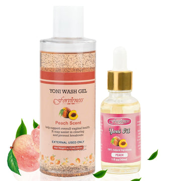 Natural Feminine Wash Yoni Oil Set, Vaginal Wash with Cleaning Factor, Yoni Wash for Women pH Balance,1 fl.oz Peach Feminine Oil & 6.7 fl.oz Intimate Wash