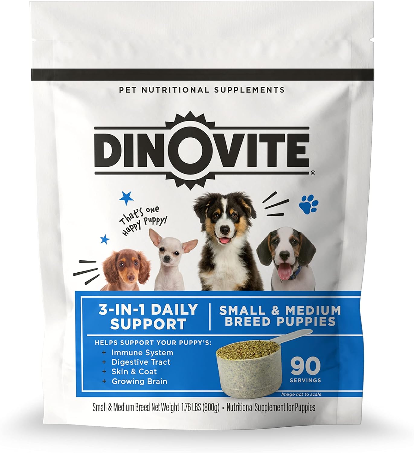 Dinovite Puppy Probiotic – Support Digestive & Gut Health, Promotes Growing Healthy Skin & Coat with Essential Omega 3 Fatty Acids for Puppies, 90-Day Supply
