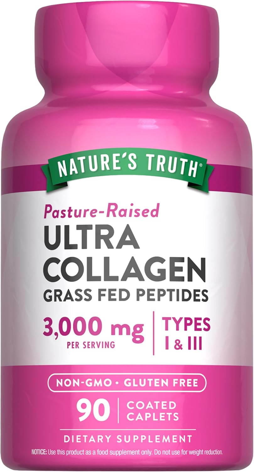 Nature'S Truth Collagen Peptides | 90 Caplets | Type 1 And 3 With Vitamin C | Grass Fed, Non-Gmo And Gluten Free Pill Supplement