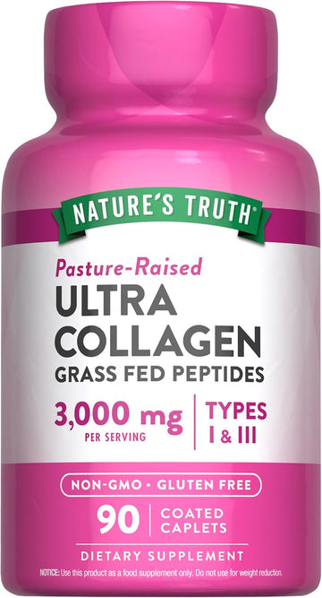 Nature'S Truth Collagen Peptides | 90 Caplets | Type 1 And 3 With Vitamin C | Grass Fed, Non-Gmo And Gluten Free Pill Supplement