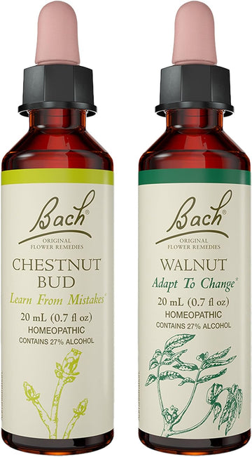 Bach Original Flower Remedies 2-Pack,"Break a Habit" - Chestnut Bud, Walnut, Homeopathic Flower Essences, Vegan, 20mL Dropper x2, Empty Mixing Bottle x1