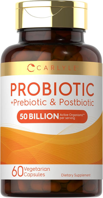 Carlyle Prebiotic, Probiotic & Postbiotic | 50 Billion Cfu 60 Powder Pills | 3 In 1 Supplement | Vegetarian, Gluten Free & Non-Gmo Formula