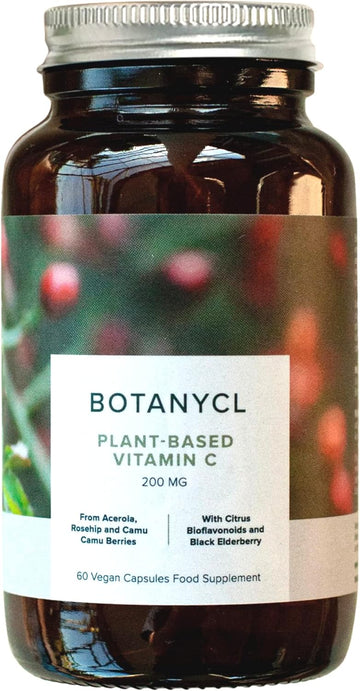 Botanycl Vegan Vitamin C With Bioflavonoids - As Seen On Dragons' Den - 200Mg Plant-Based Formula - 60 Capsules - 1 Month Supply - Immune Support, Skin Health, Energy - No Fillers