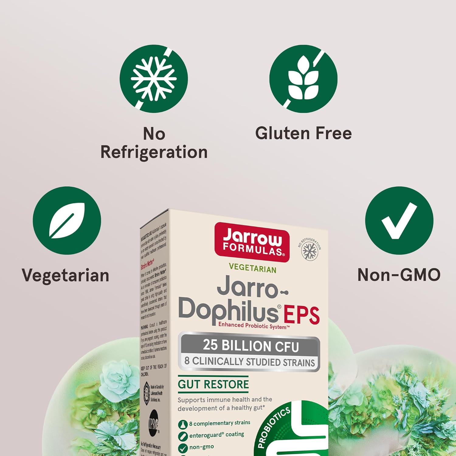 Jarrow Formulas Probiotics For Women And Men Digestive Health - Probiotic Nutritional Supplements, Gut Health, 25 Billion Cfu, Jarro-Dophilus, 60 Capsules, 60 Day Supply : Health & Household