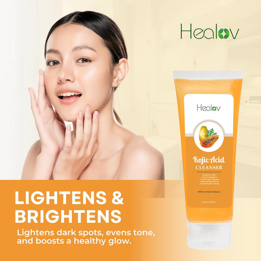Kojic Acid Soap – Skin Brightening Kojic Papaya Face & Body Wash For Hyperpigmentation – Dark Spot Soap Reduces Acne, Scars, And Enhances Skin Tone – Turmeric Facial Cleanser For Brighter Glowing Skin