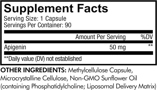 Codeage Liposomal Apigenin Supplement, 3-Month Supply, Daily Flavonoid Chamomile Extract, Liposomal Phospholipid Complex, Non-Gmo Sunflower Oil, Phosphatidylcholine Vegan Blend, Gluten-Free, 90 Count