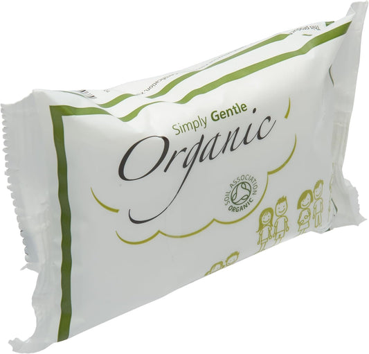 Simply Gentle Organic Dry Cotton Cloths Perfect For Sensitive Skin - Pure Cotton Cloths For Newborn Baby - Free From Odours Parabens & Alcohol - Disposable Cloth - Resealable Pack - 30 Pieces