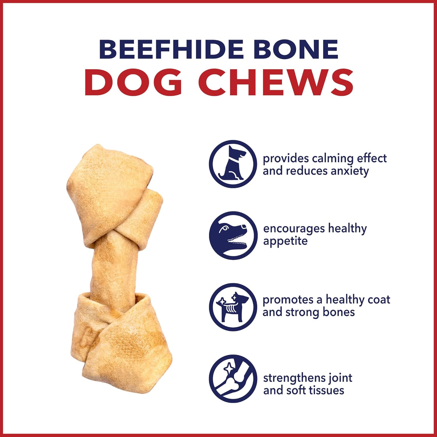 Pet Factory American Beefhide 4-5" Knotted Bones Dog Chew Treats - Chicken Flavor, 8 Count/1 Pack : Pet Supplies