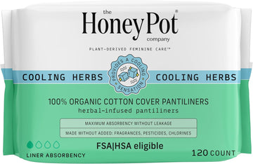 The Honey Pot Company - Herbal Panty Liners for Women - Everyday Liners - Infused w/Essential Oils for Cooling Effect & Organic Cotton Cover - Feminine Care - FSA & HSA Eligible - 120 ct