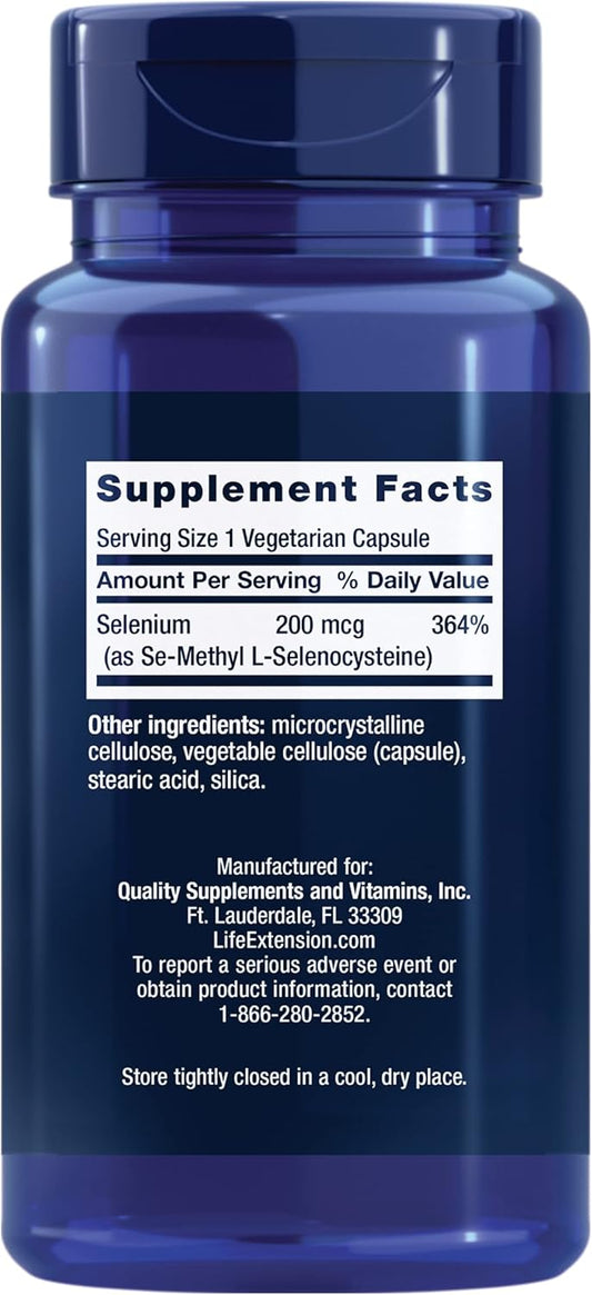 Life Extension Se-Methyl L-Selenocysteine - 200mcg - Advanced Form of the Antioxidant Selenium – Selenium Supplement Pill for Immune Health - Non-GMO, Gluten-Free, Vegetarian – 90 Capsules