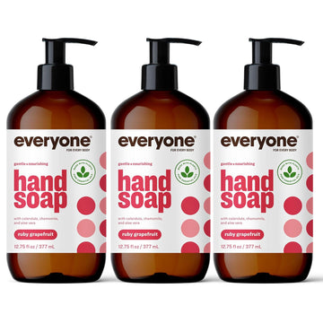 Everyone Liquid Hand Soap, 12.75 Ounce (Pack Of 3), Ruby Grapefruit, Plant-Based Cleanser With Pure Essential Oils (Packaging May Vary)