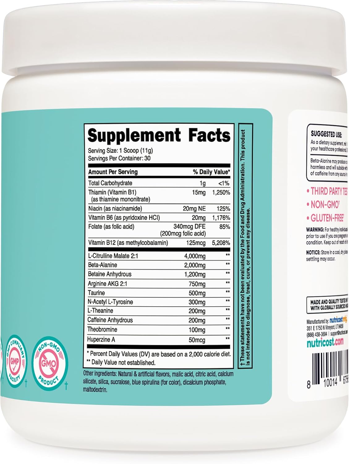 Nutricost Pre-Workout Powder for Women, Blue Raspberry, 30 Servings : Health & Household