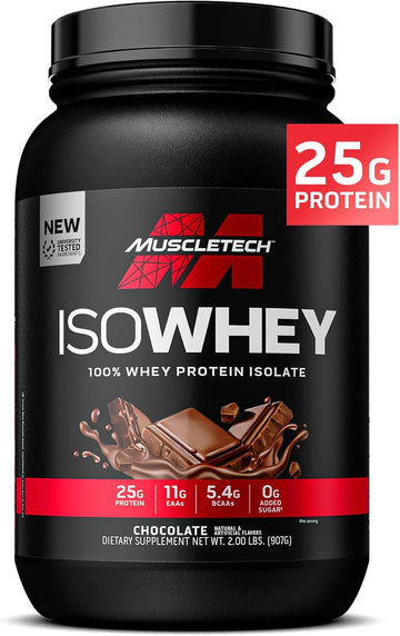 Muscletech Iso Whey Isolate Protein Powder, Vanilla - Post Workout Gym Supplement For Lean Muscle Gain, Body Building Weight Gainer & Recovery - 25G Protein, Bcaa, Eaa & 0 Added Sugar - 2Lbs
