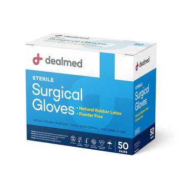 Dealmed Disposable Latex Gloves – Medical Gloves, Multi-Layer, Size 5.5, 50 Pairs Per Box