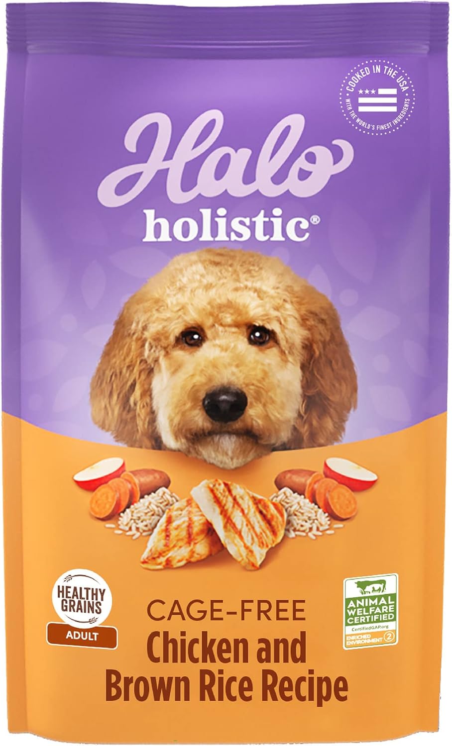 Halo Holistic Adult Dog Healthy Grains Cage-Free Chicken & Brown Rice Recipe 10 Lb