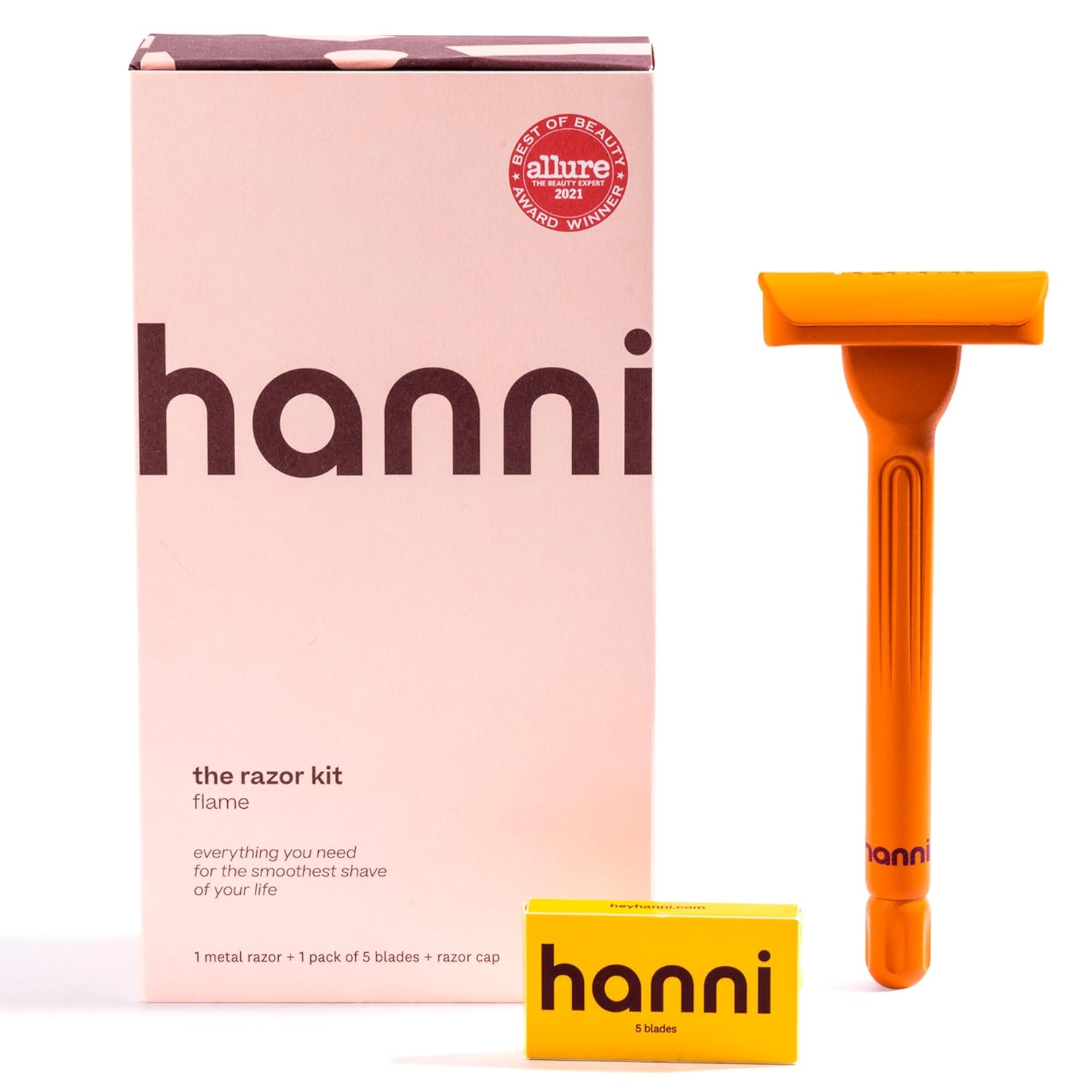 Hanni The Weighted Dermaplane Razor With Blades For Shaving, Safety Shaver For Women, Pubic, Bikini, And Sensitive Area Body Hair Remover, Women'S Grooming, Smooth Glide, Long Handle - Flame