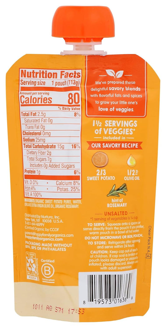 Happy Baby Organic Sweet Potatoes With Olive Oil & Rosemary Baby Food, 4 Oz