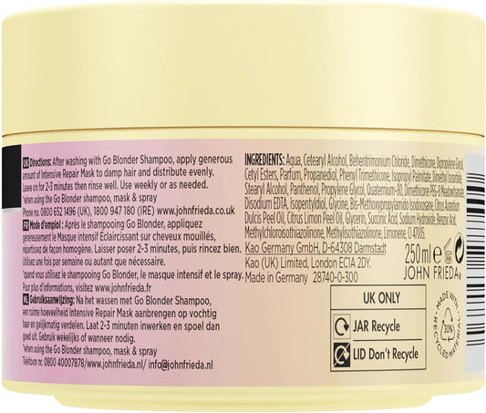 John Frieda Go Blonder Intensive Repair Mask For Blonde And Highlighted Hair 250 Ml